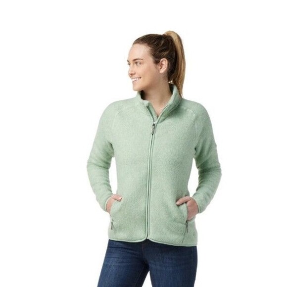 Women's Smartwool Hudson Trail Fleece Jacket Full Zip Light Jade Outdoor Hiking - Picture 1 of 10